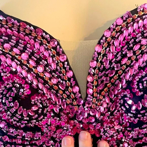 NWT Rachel Allan black & pink Formal Gown - Picture 10 of 14